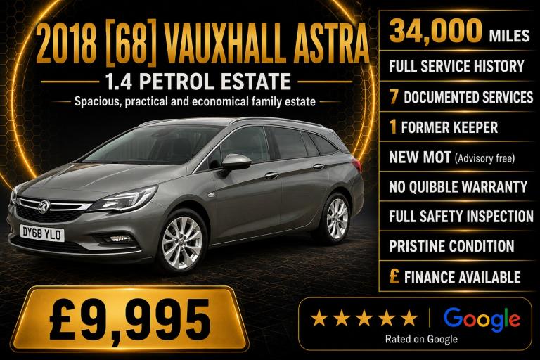 2018 Vauxhall Astra 1.4T 16V 125 Tech Line Nav 5dr ESTATE Petrol Manual