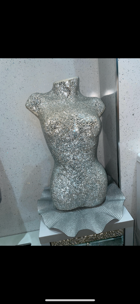Large Sparkly Silver Mannequin Torso Display