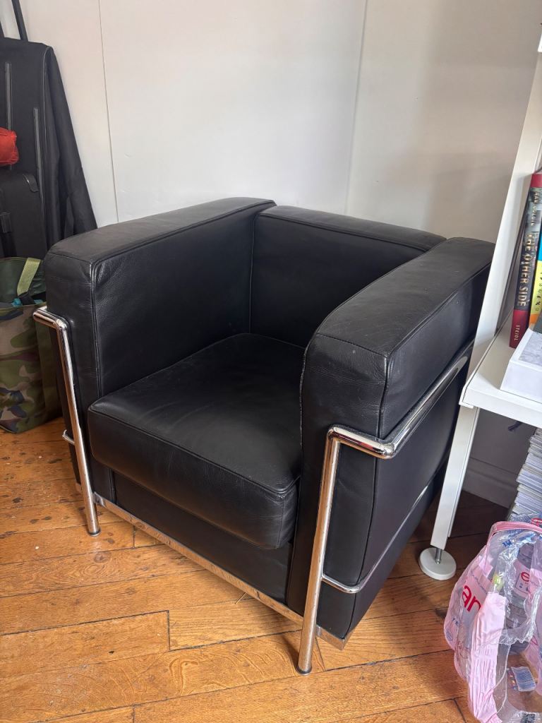 60s retro style faux leather armchair black