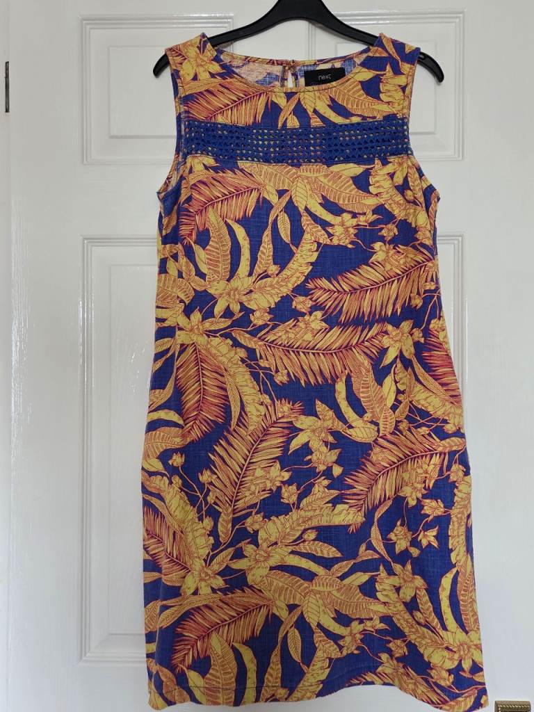 Next Sleeveless Tropical Print Dress - Size 10