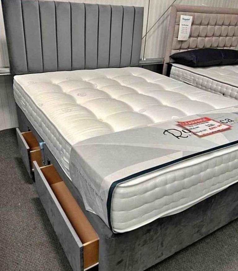 >>🚛Luxury Beds 😘DIVAN 4FT6 Double Bed Base with Mattress & Storage Drawers ❤️15% OFF💥COD