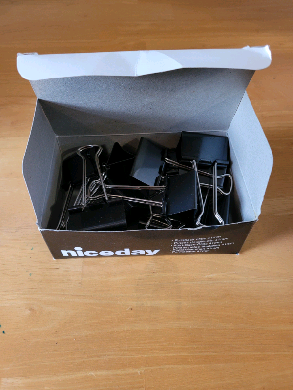 Box of large bulldog pull back clips. New.