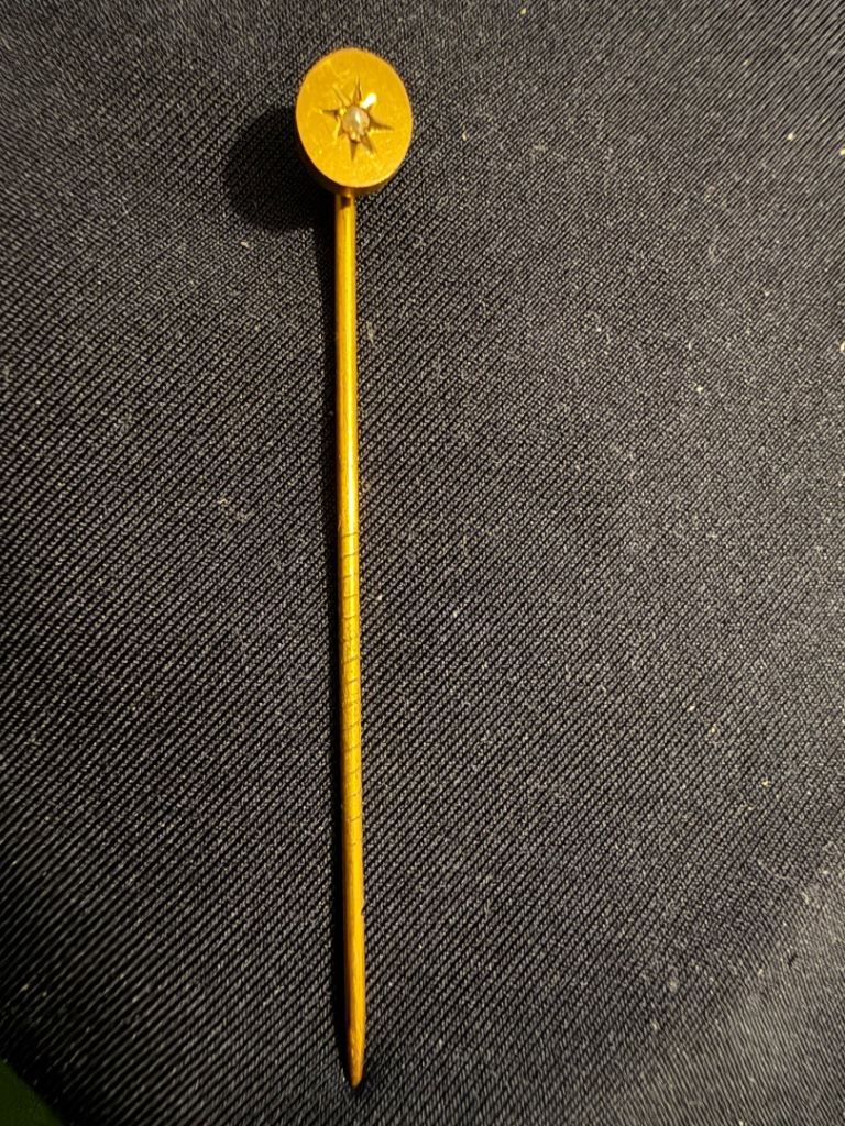 Vintage Gold Stick Pin with Star & Stone Detail