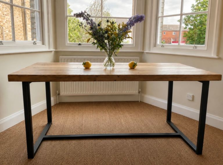 Solid wood/steel table