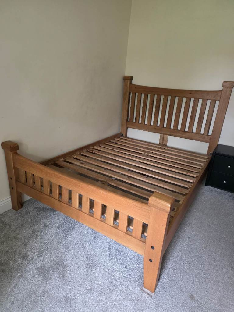 Solid oak double bed