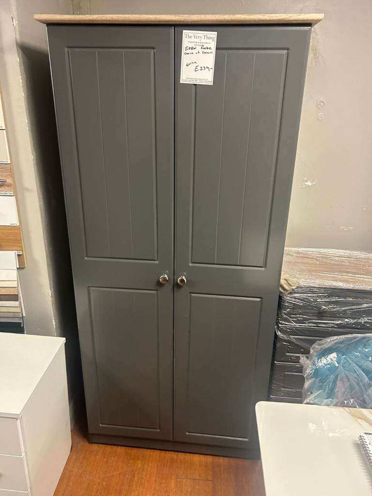 Eden robe  Grey Wardrobe with Light Wood Top