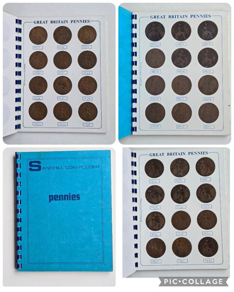 Great Britain 1900-1939 Pennies Albums Coin Collection Set (Partial Sets) 