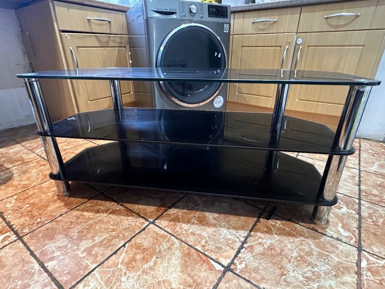 Black glass TV stand 