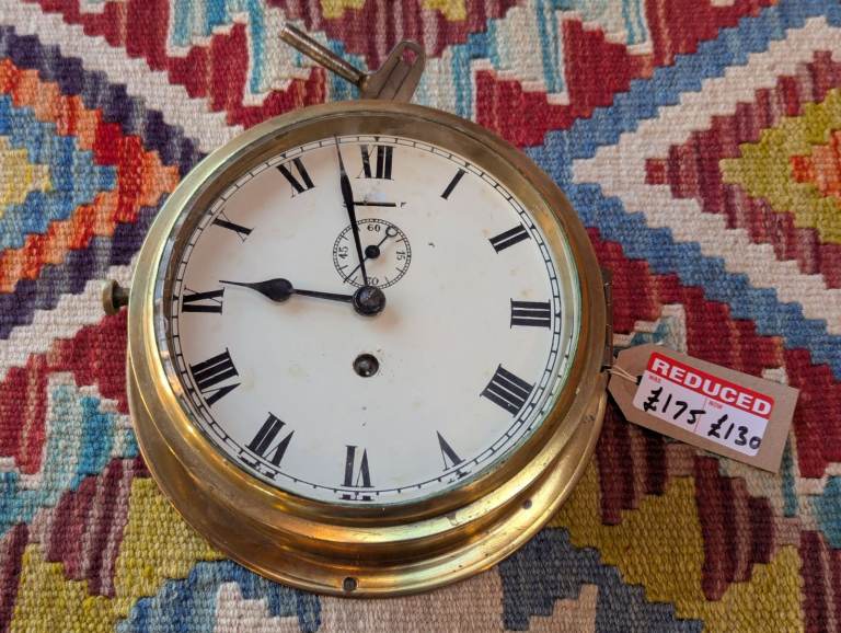 ​Brass ships clock, with key