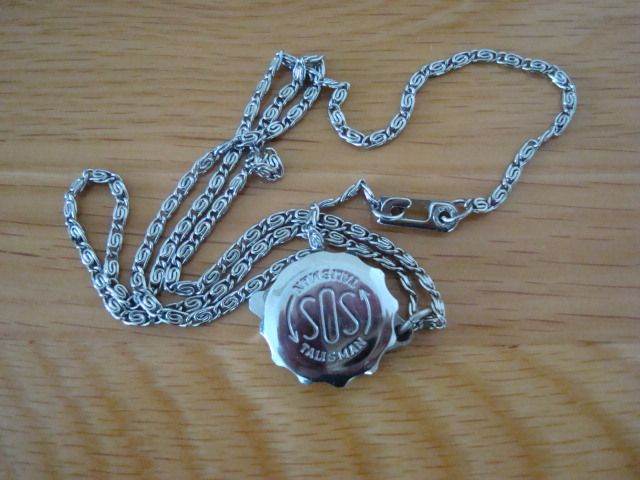 image for SOS Talisman Pendant on Chain With internal clip  Chain length 56cm
