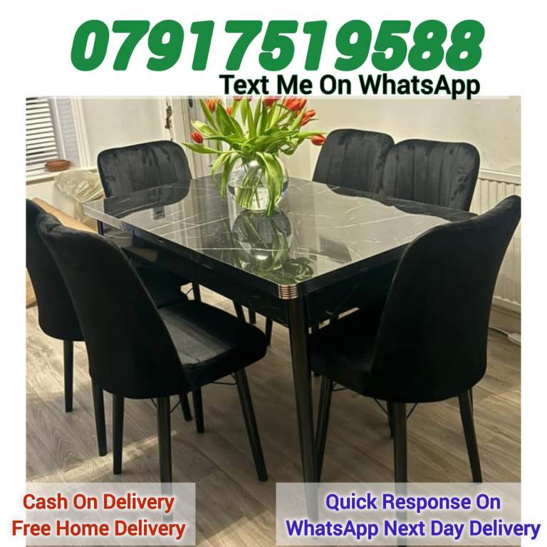 Extendable Dining Table With 4 / 6 Chairs For SALE