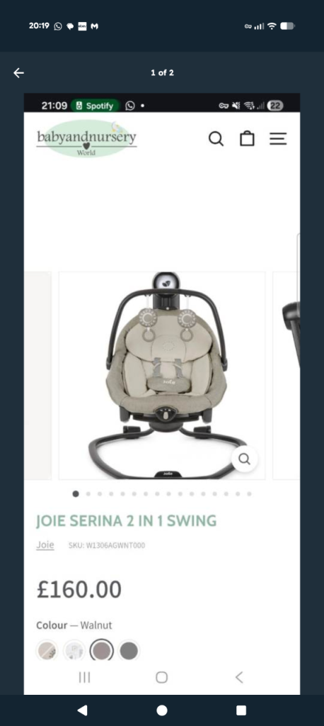 Joie Serina 2 in 1 swing baby seat chair 