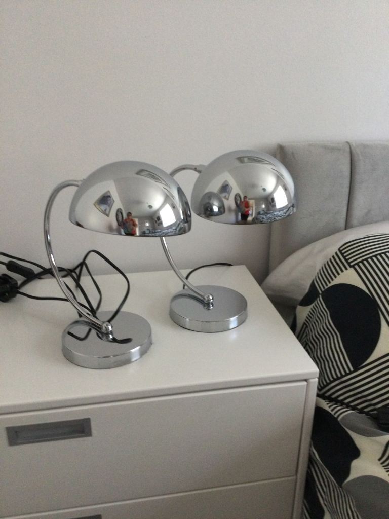 Pair of chrome desk/bedside lamps 
