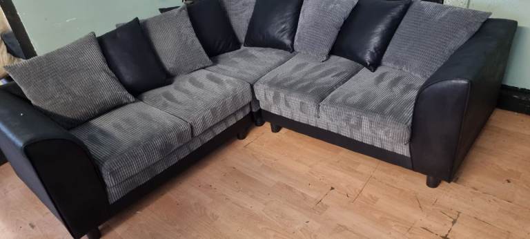 DFS Grey Corded Corner Scatterback Sofa Set £180