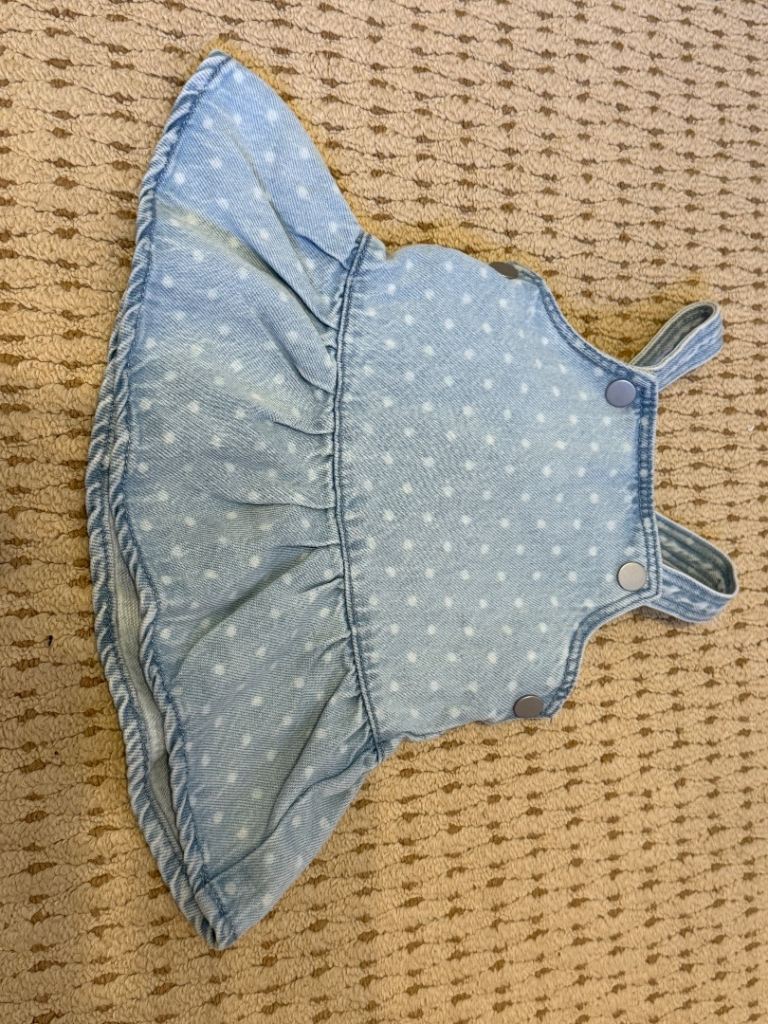 Primark Baby Denim Girls Polka Dot Dungarees Dress - 0-3 Months