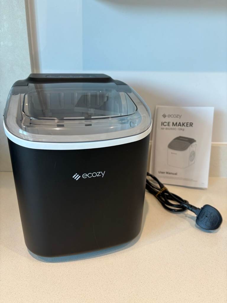 ECOZY Ice Cube Maker Machine, 9 Ice Cubes in 6 Mins, 2 Sizes of Ice, Self-Cleaning, Portable 