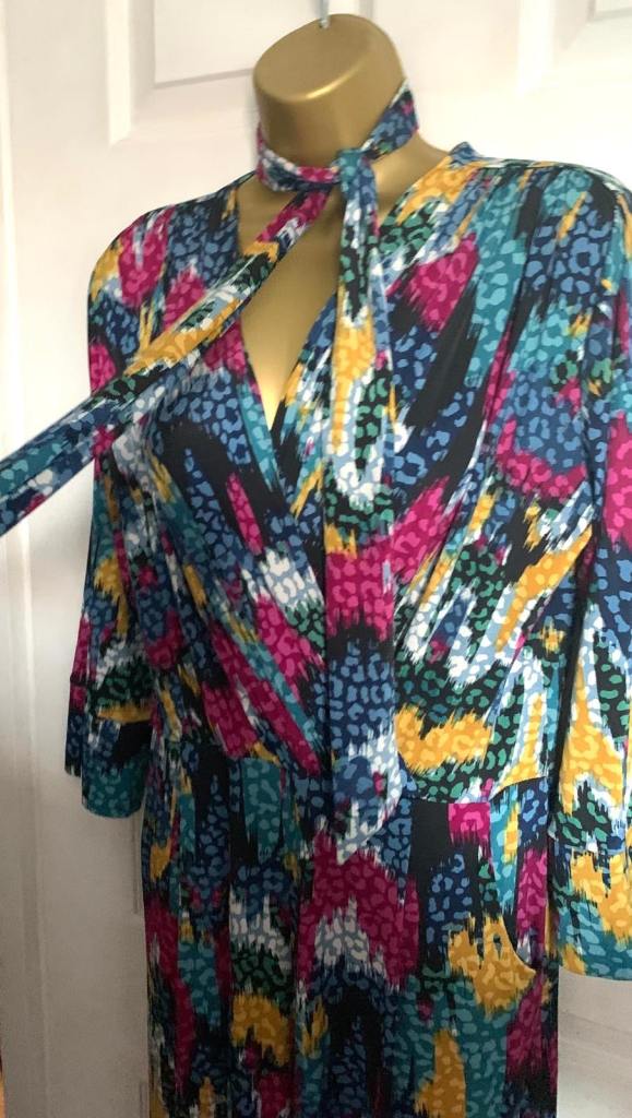Onjenu ‘Bianca Picasso’ Pockets Jumpsuit & Scarf💗Size 16💗Excellent/QVC