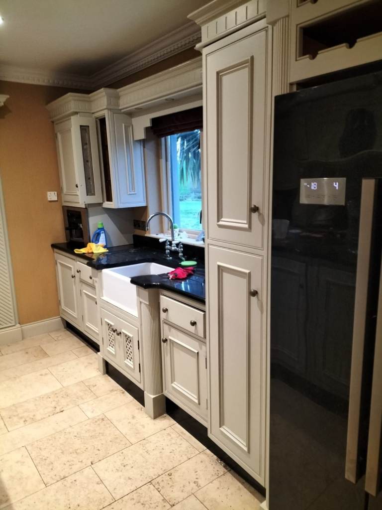 Used Kitchen for sale: Painted Hardwood Kitchen and Plywood Carcass with Black Granite Worktop 
