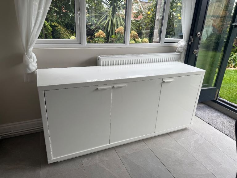 Large white high gloss solid sideboard 