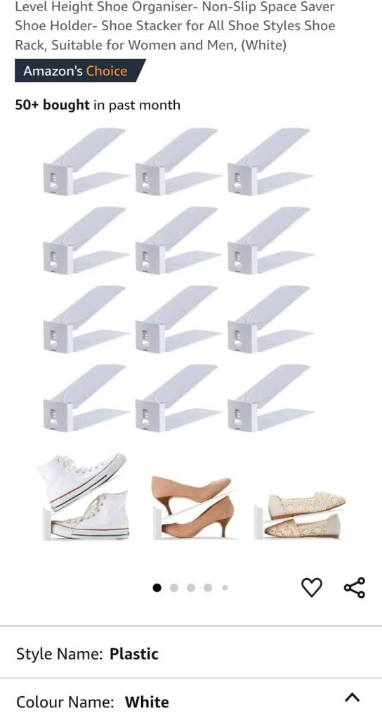 10 Pcs Shoe Slot Organise Storage Adjustable 3-Level Height Shoe Organiser-