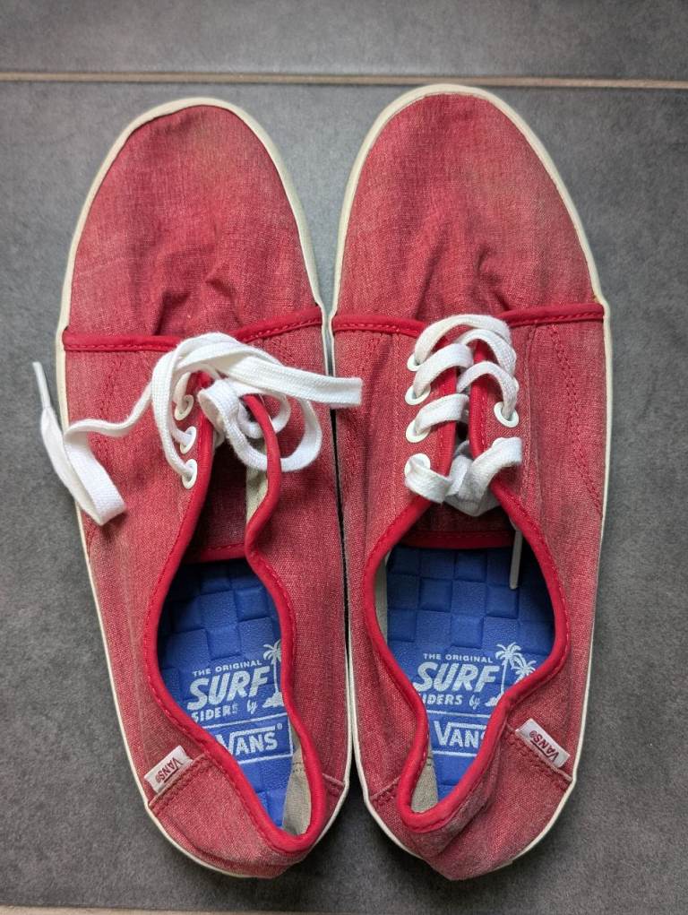 Vans Red Canvas Trainers – UK Size 9, Good Condition