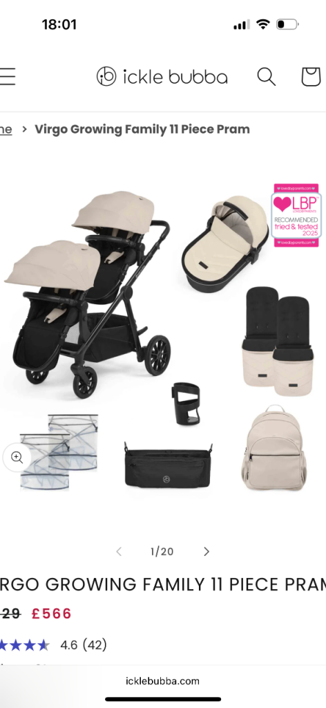 Double pushchair travel system 