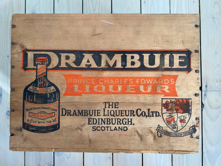 Vintage Antique Drambuie Whisky Wine Crate Box Storage Wooden Container Bottle Rack