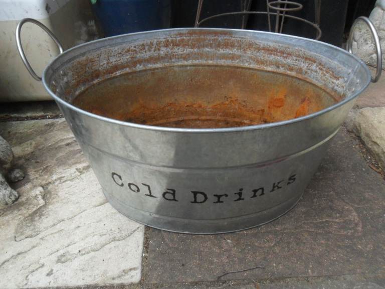 Galvanised Garden Planter Oval Trough & Metal Handles-Cold Drinks Bucket-48cm Long