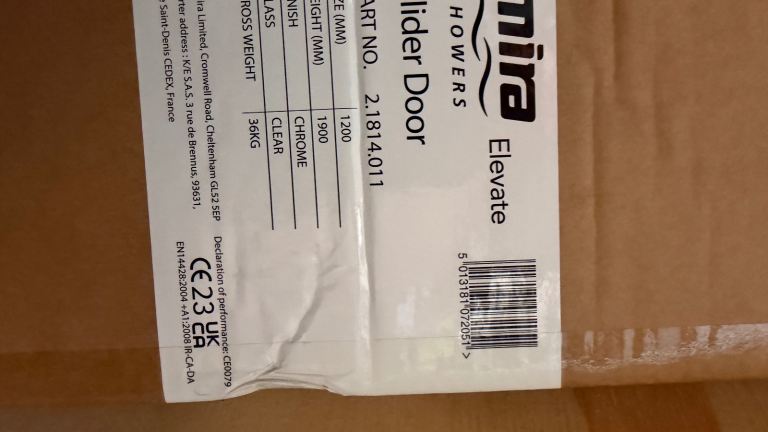 Mira Elevate Slider Shower Door – New, Boxed