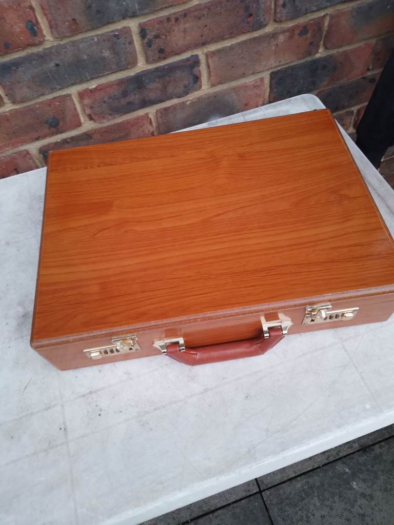 vintage wooden briefcase