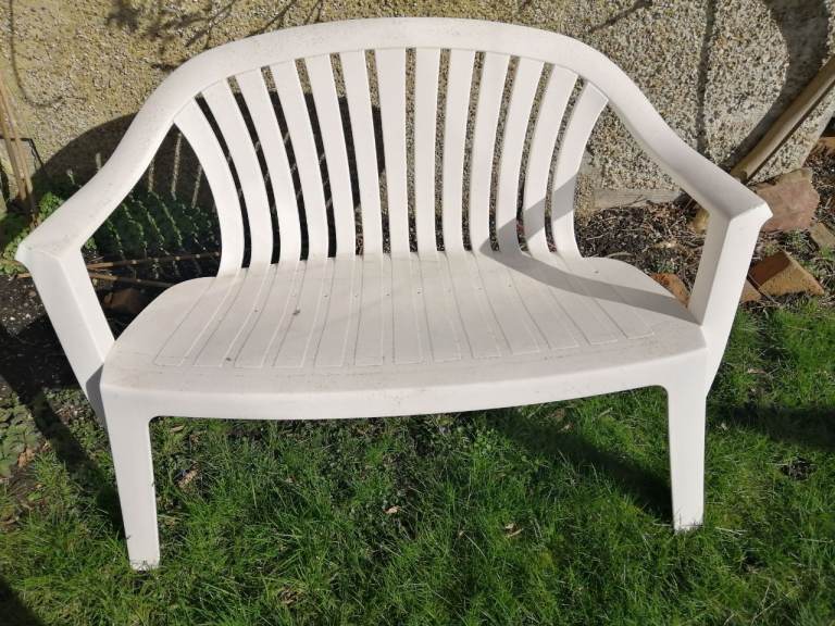 White plastic bench 