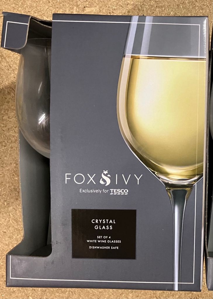 Fox & Ivy Crystal White Wine Glasses x4 (Brand New)