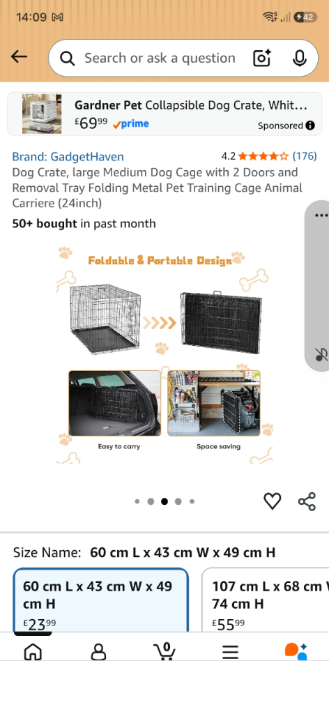 Free large & medium dog cage