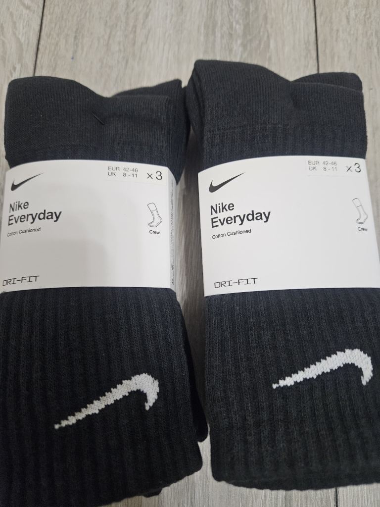 2X Nike 3-Pairs Everyday Lightweight Socks 8-11 UK 
