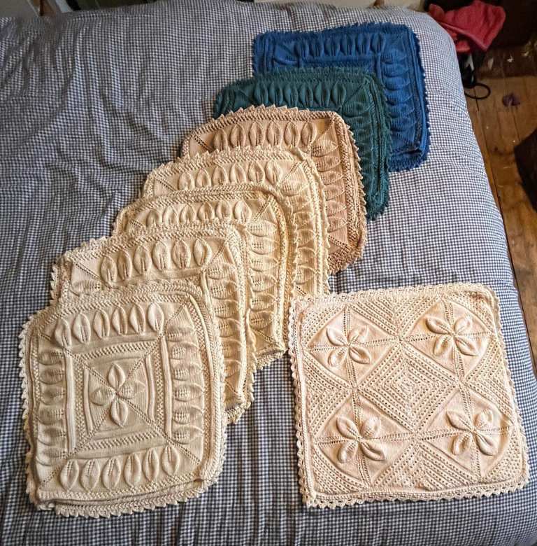 image for Vintage Afghan Crochet - Knit Cushion covers X 8 - Fabulous condition 