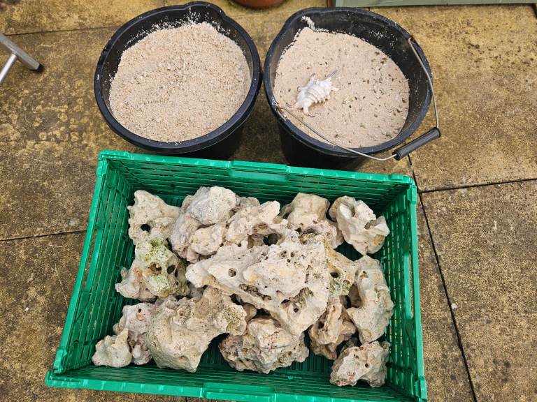 Ocean rock and crushed coral sand/gravel