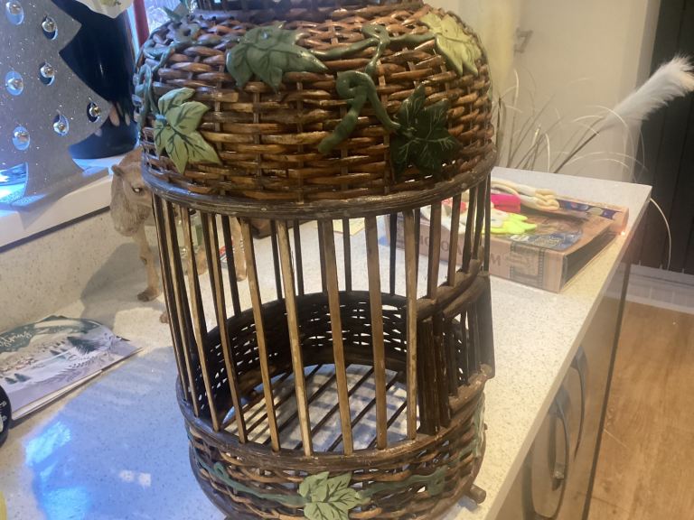 Vintage wicker birdcage