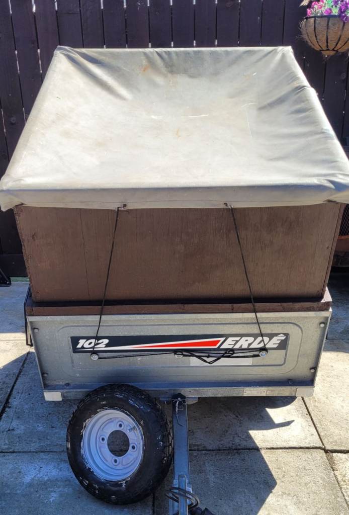 Erde 102 Galvanised trailer with extra extension box
