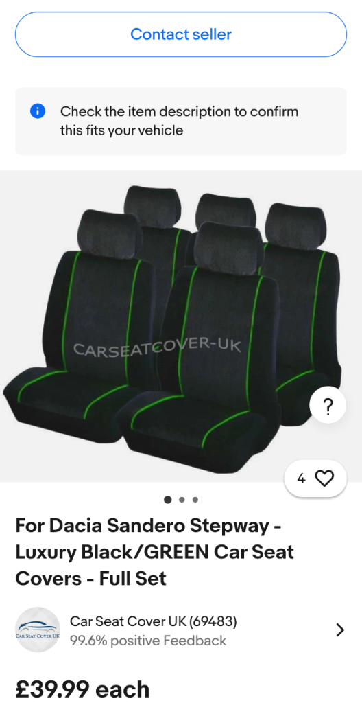 CAR SEAT COVERS - DACIA STEPWAY 