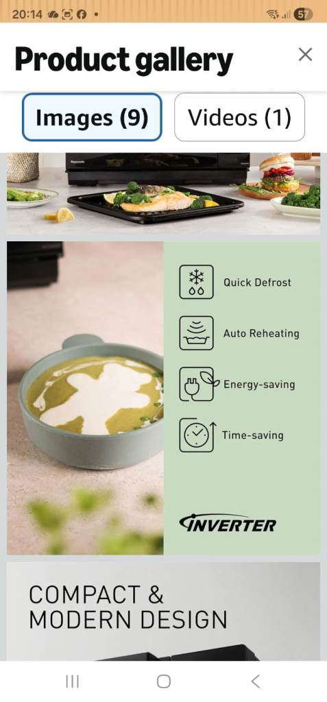 Panasonic NN-DS59NBBPQ Steam Combi Microwave Oven With Grill Option, 27 Litre, 1000 W