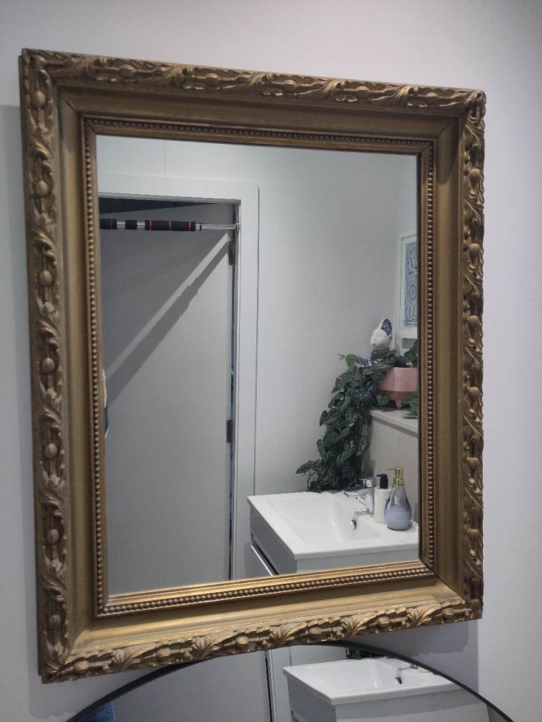 Antique solid wood gold painted mirror