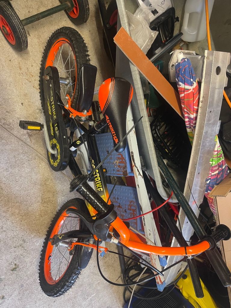16 Inch Kids Bike Orange And Black Steel Frame Strike 16 Bicycle
