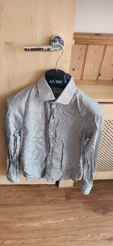 ARMANI COLLEZIONI Men's Black & White Long Sleeve Shirt Size 15/38