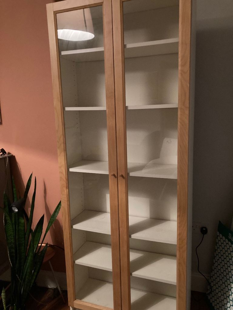IKEA Billy Oxberg Bookcase with Glass Doors – Good Condition
