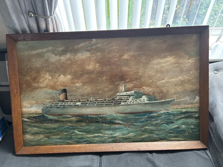 Large antique oil on board 