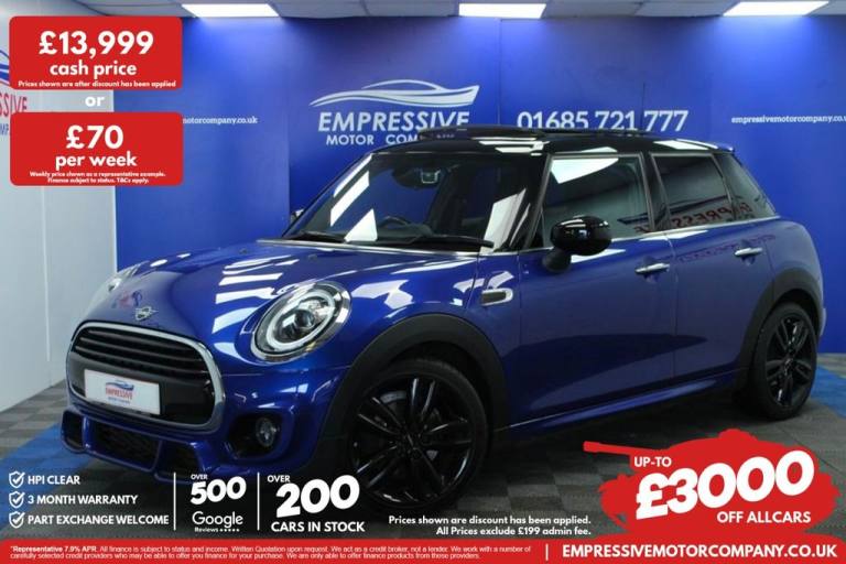 2019 69 MINI HATCH 1.5 COOPER SPORT HATCHBACK 5DR PETROL STEPTRONIC EURO 6 (S/S)