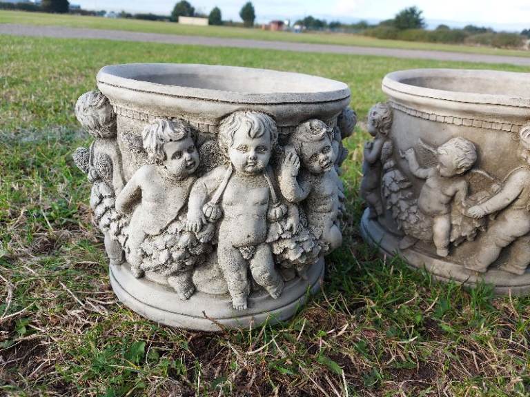 Small Cherub  Pot stone statue,garden ornament