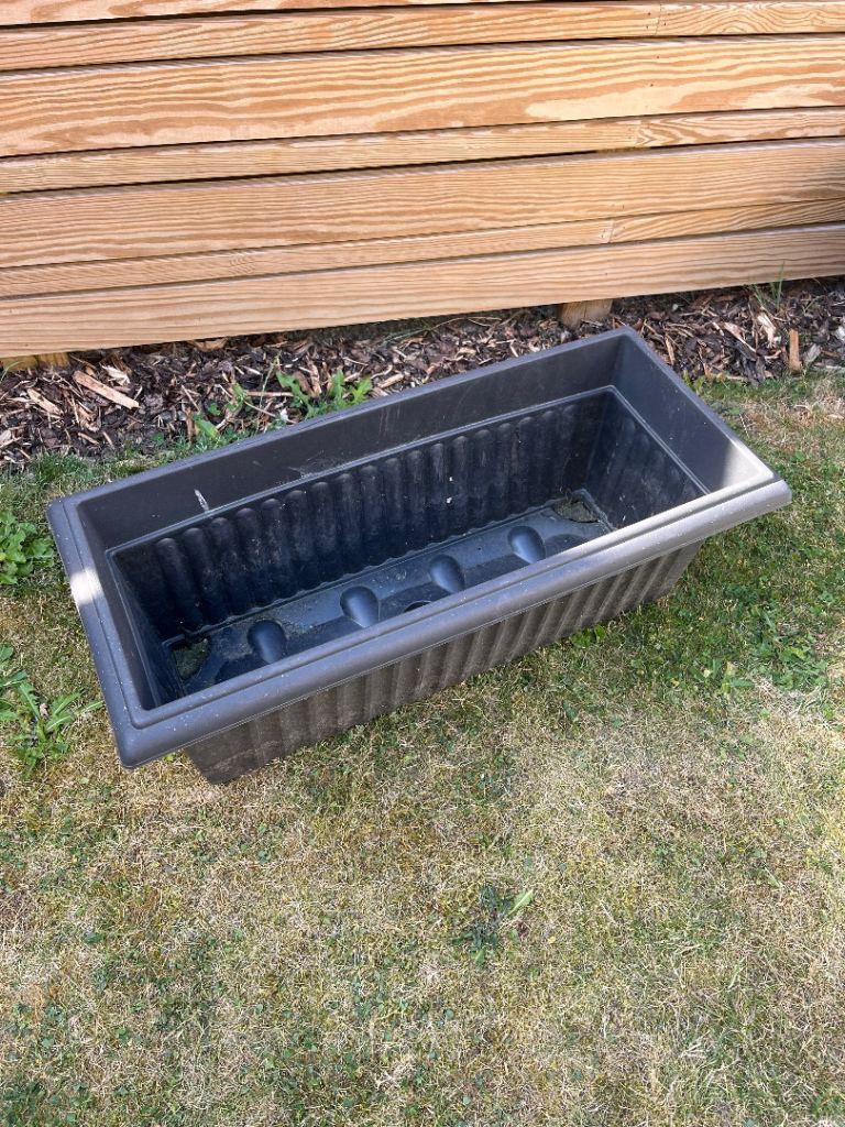 Large Black Plastic Garden Planter Trough