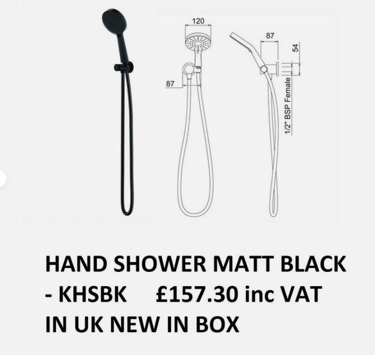 SHOWER HEAD KIT COST £157 (Matte Black) KHSBK BNIB