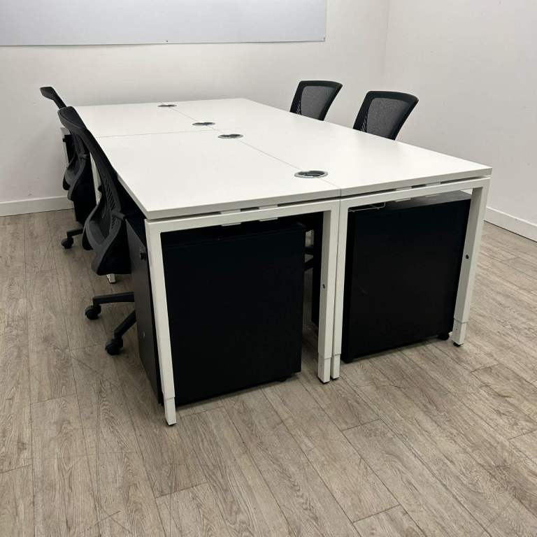 Haworth Height Adjustable Modular Desk, White W1200mm x D600mm perfect for home/ office 